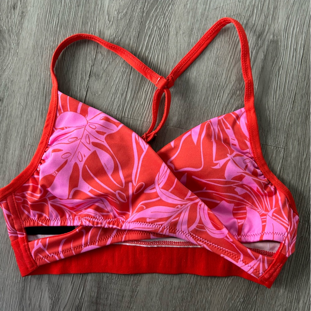 PINK straps, cross/ wrap front bikini top. NWT